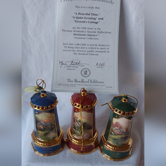 5th Issue Thomas Kinkade's Lighthouse Seaside Reflections Classic Ornaments - Picture 1 of 6